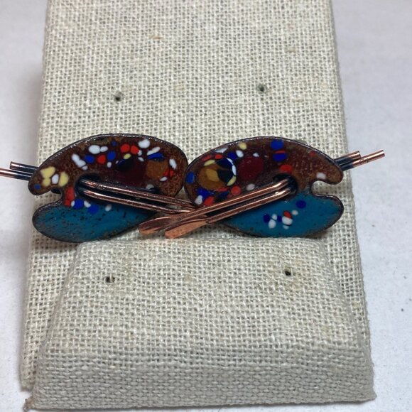 Renoir Jewelry - Renoir Matisse Copper Artist Pallet Vintage Clip On Earrings Paintbrush Art Deco